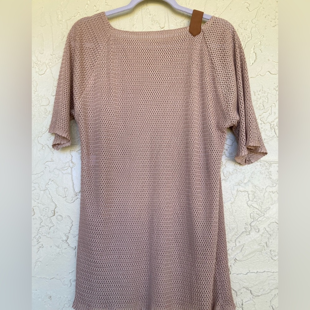Maryan Mehlhorn Tan Knit Swimwear Cover Up Tunic with Buckle Accents - Picture 8 of 9